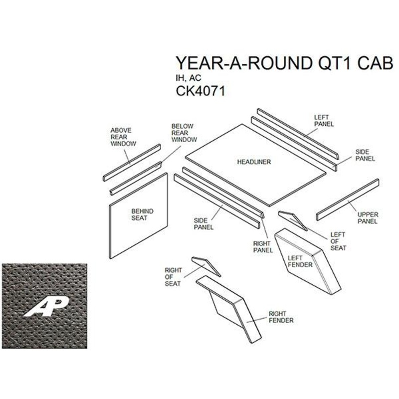 Year Around Qt1 Cab Kit With Headliner – Black for International & Agco/Allis