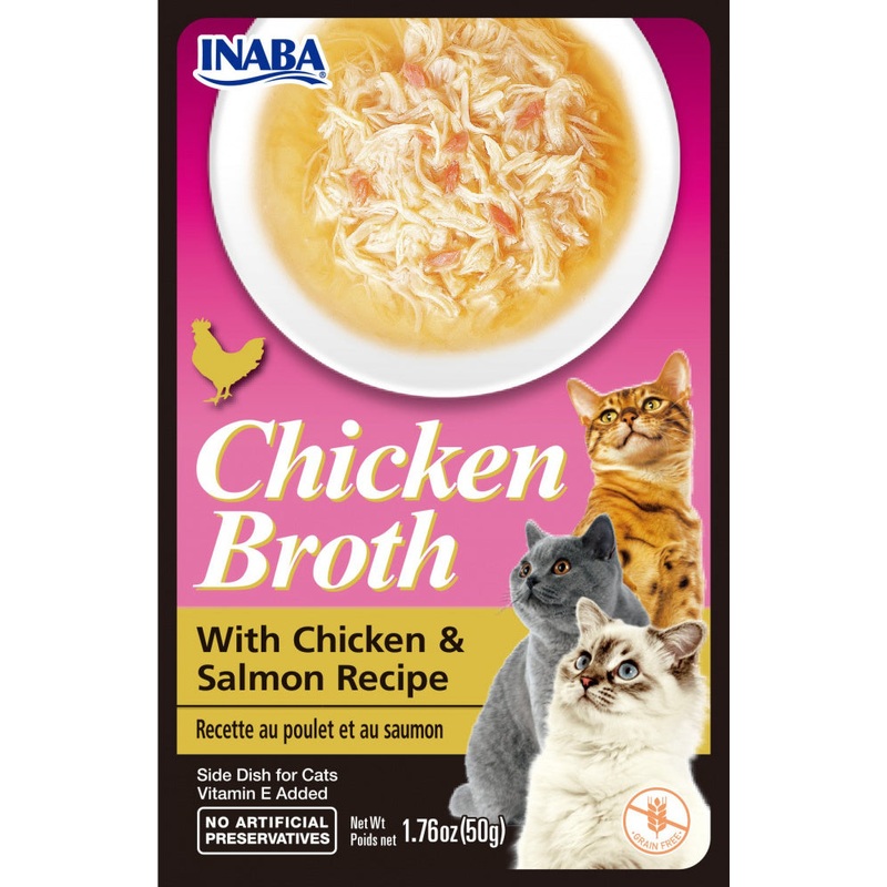 Inaba Cat Chicken Broth Chicken & Salmon Recipe Cat Food Topper