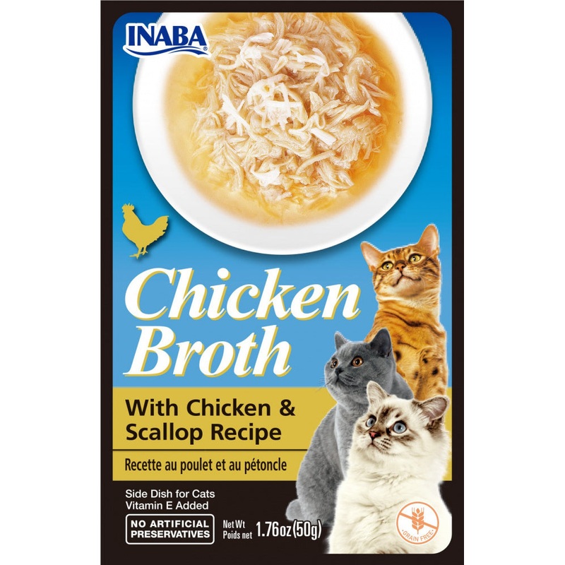Inaba Cat Chicken Broth Chicken & Scallop Recipe Cat Food Topper