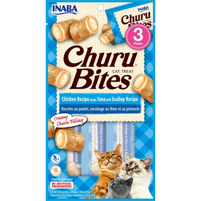 Inaba Cat Churu Bites Chicken Recipe Wraps Tuna With Scallop Recipe Cat Treats