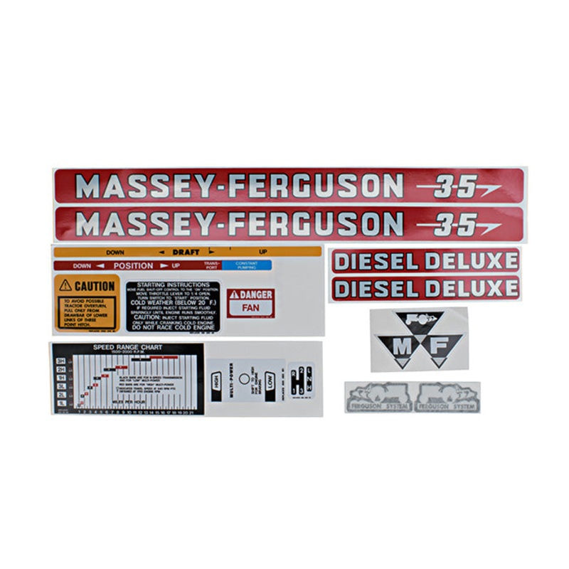 Decal Set for Massey Ferguson 35 Diesel Deluxe Mylar