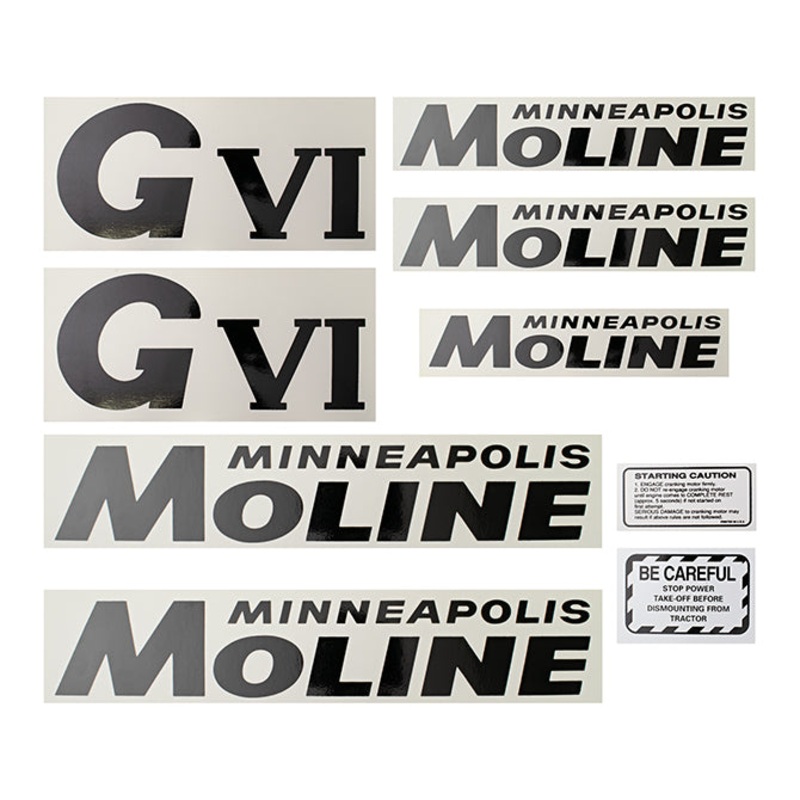 Decal Set for Minneapolis Moline GVI Black Mylar – Black Letters