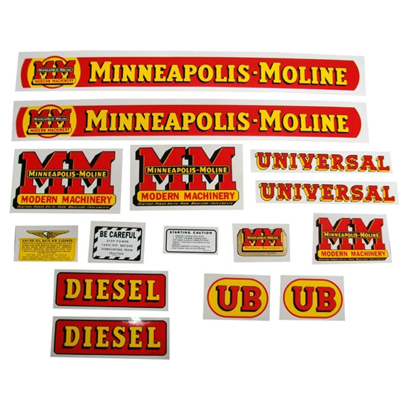 Decal Set for Minneapolis Moline UB Diesel Mylar