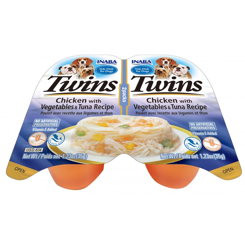 Inaba Dog Twin Cups Chicken With Vegetables & Tuna Recipe Dog Food Topper