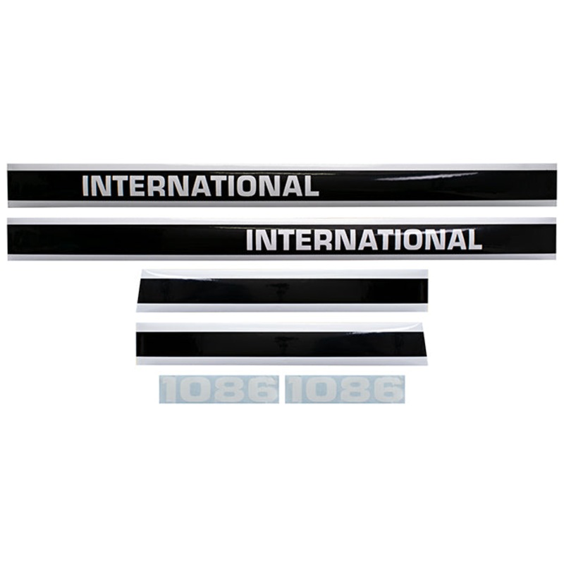 Decal Set for International / Farmall 1086 w/ Cab Mylar – Black & White – Hood & Cab Decals