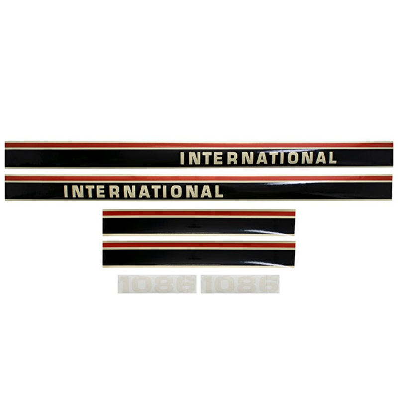 Decal Set for International / Farmall 1086 w/ Cab Mylar – Red & Beige – Hood & Cab Decals