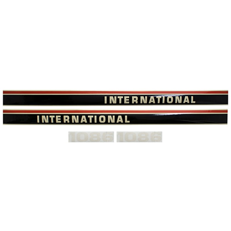 Decal Set for International / Farmall 1086 w/o Cab Mylar – Red & Beige – Hood Only