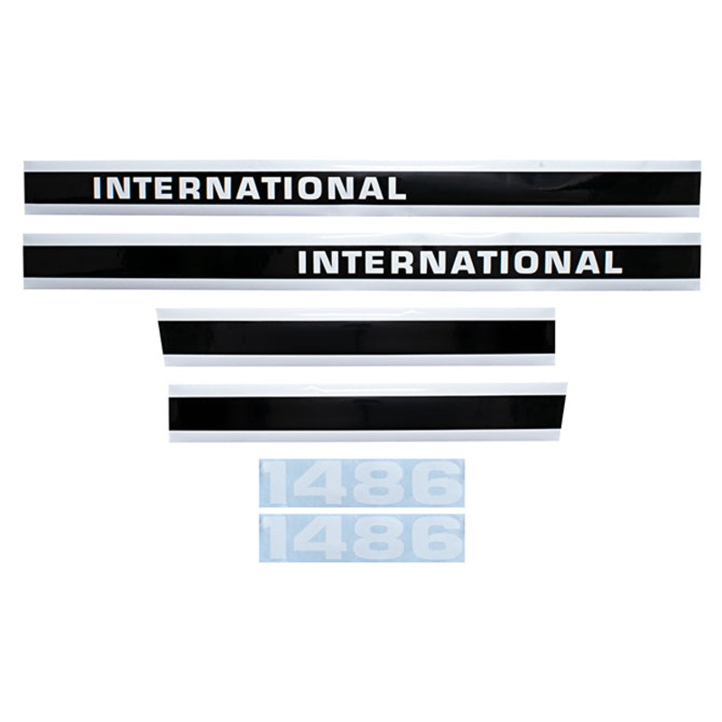 Decal Set for International / Farmall 1486 w/ Cab Mylar – Black & White – Hood & Cab Decals