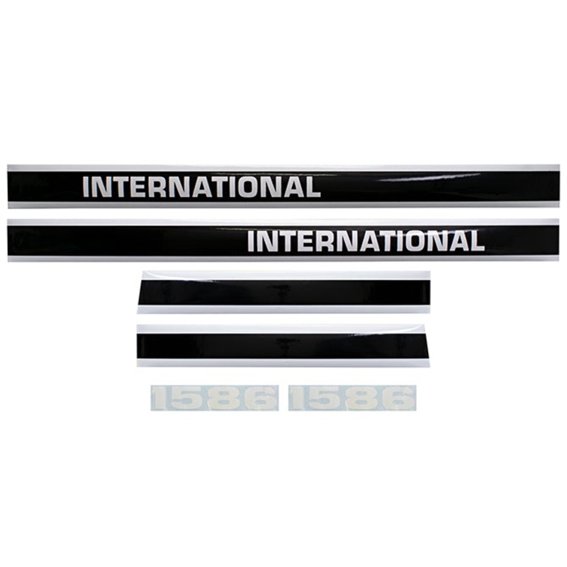 Decal Set for International / Farmall 1586 w/ Cab Mylar – Black & White – Hood & Cab Decals