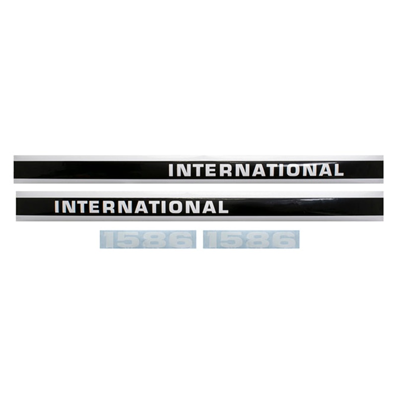 Decal Set for International / Farmall 1586 w/o Cab Mylar – Black & White – Hood Only