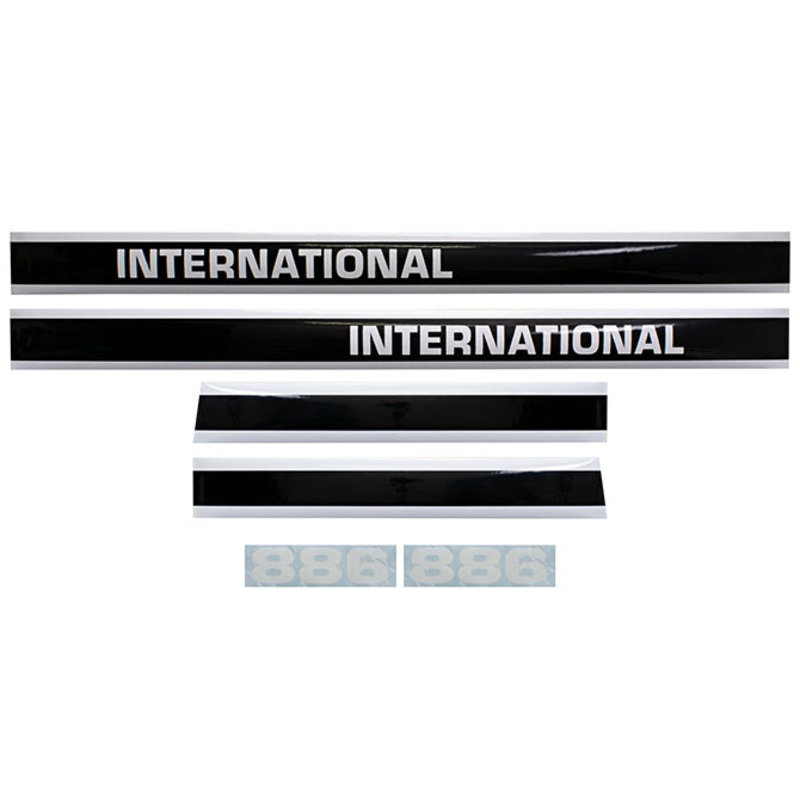 Decal Set for International / Farmall 886 w/ Cab Mylar – Black & White – Hood & Cab Decals