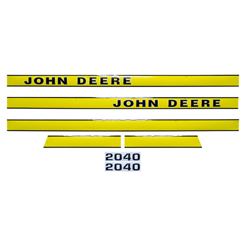 Decal Set for John Deere 2040 To Serial # 349999 Mylar – Hood Only – Solid Yellow Stripe