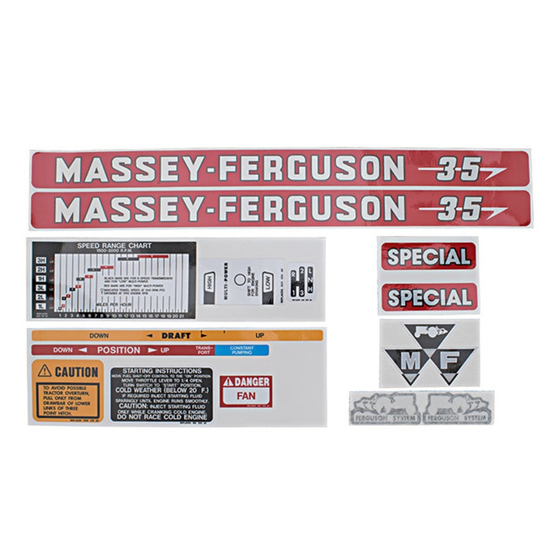 Decal Set for Massey Ferguson 35 Special Mylar