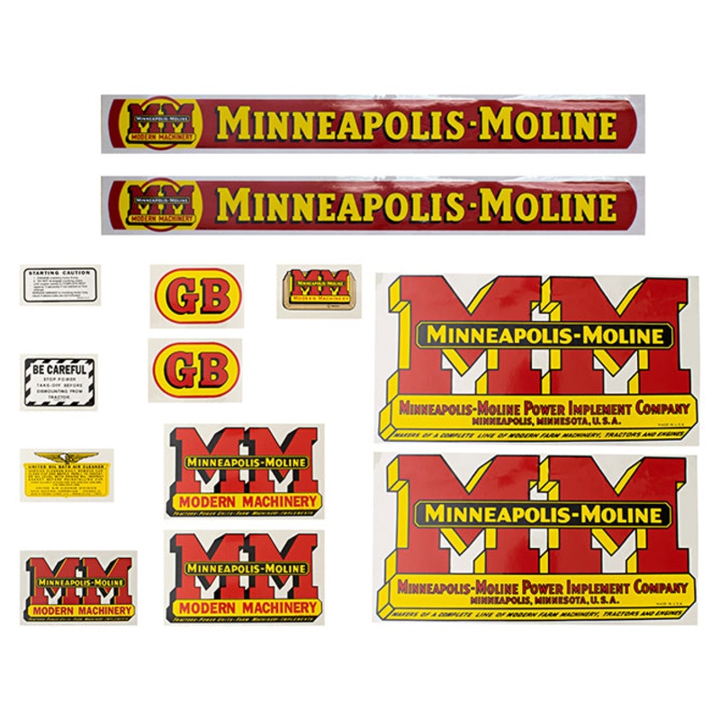 Decal Set for Minneapolis Moline GB w/ Wide Fenders Mylar