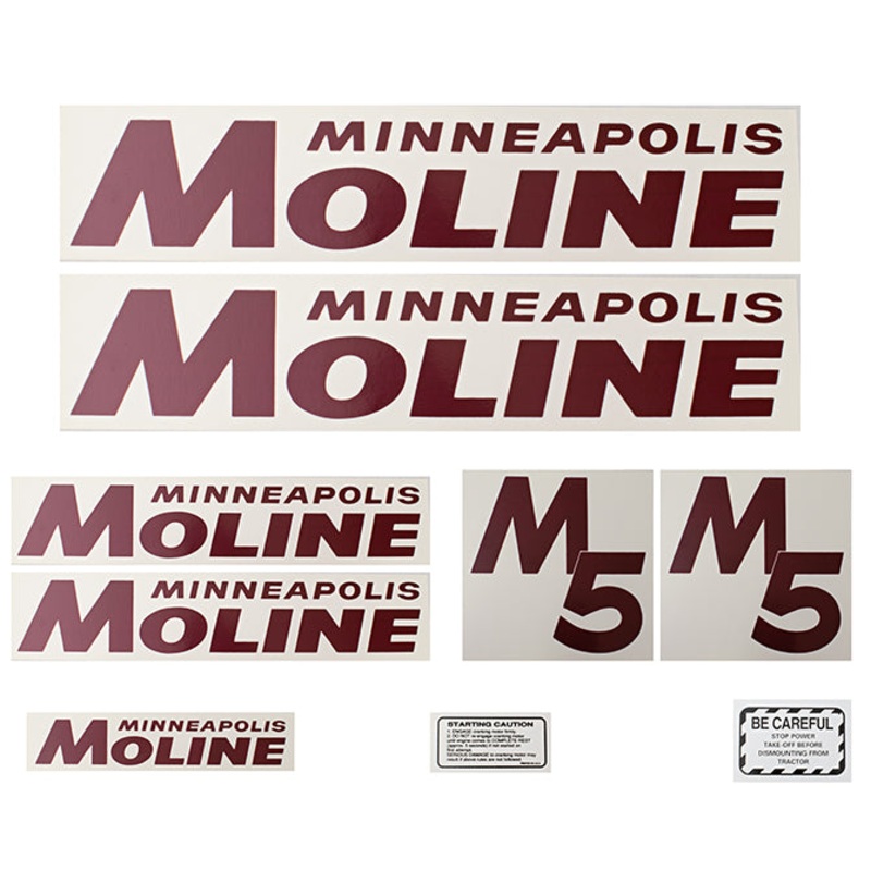 Decal Set for Minneapolis Moline M5 Red Mylar – Red letters