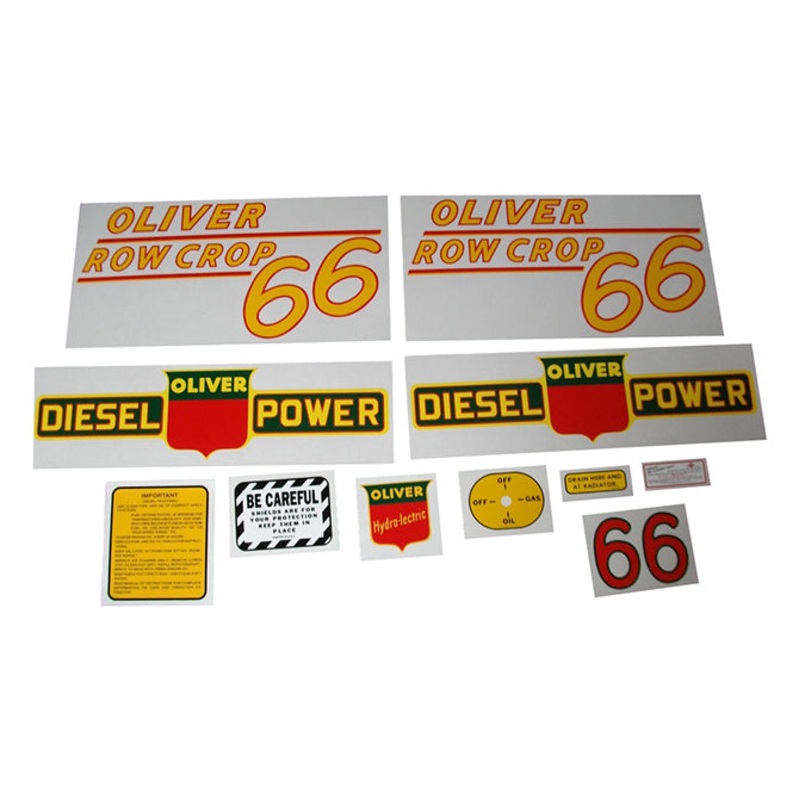 Decal Set for Oliver 66 Row Crop Diesel Mylar – Yellow Numbers