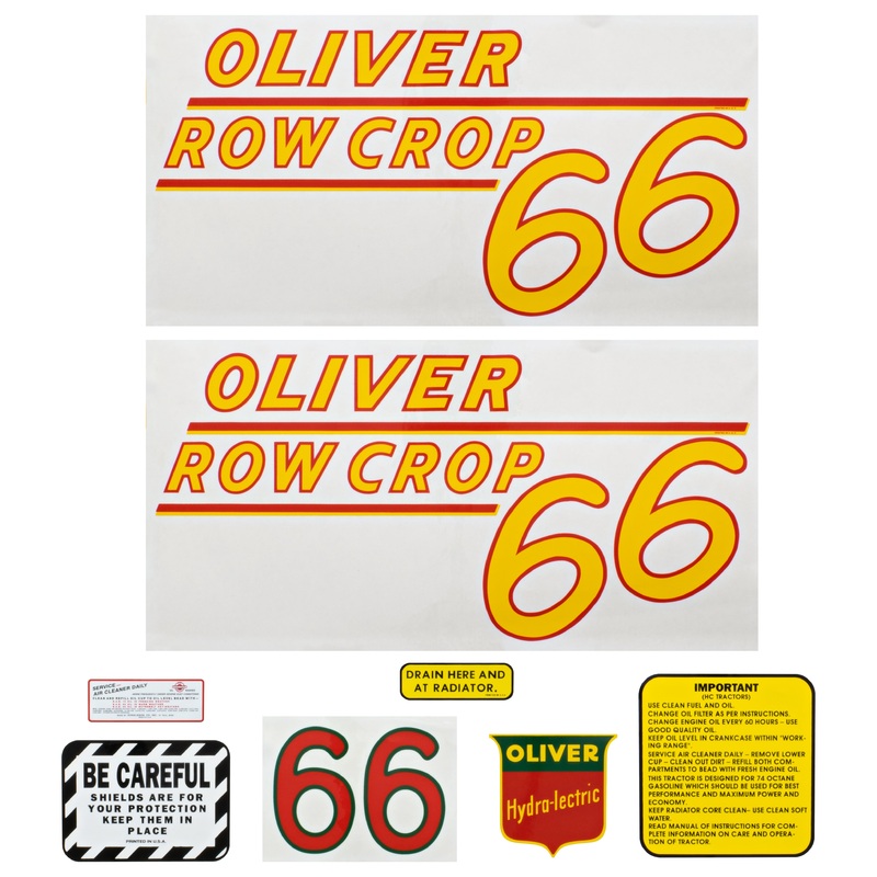 Decal Set for Oliver 66 Row Crop – Gas Mylar – Yellow Numbers