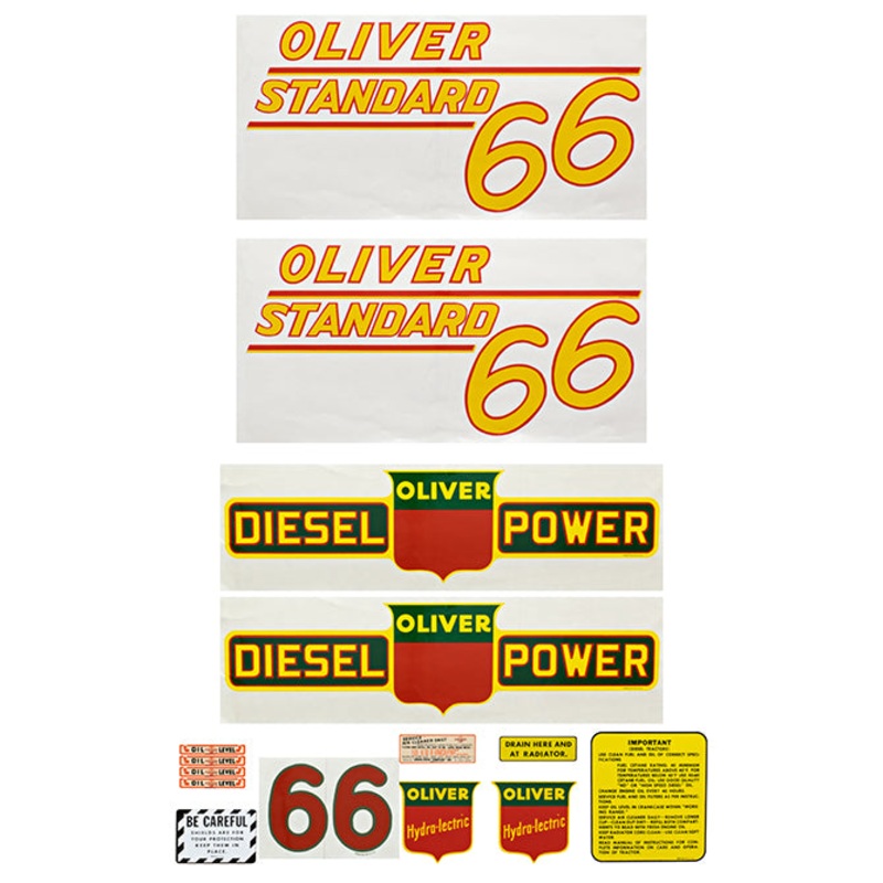 Decal Set for Oliver 66 Standard Diesel Mylar – Yellow Numbers