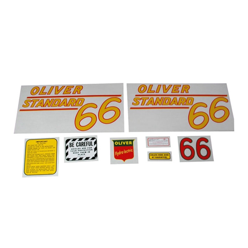 Decal Set for Oliver 66 Standard – Gas Mylar – Yellow Numbers