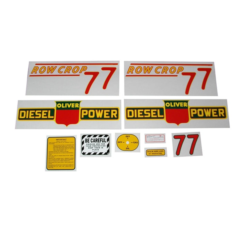 Decal Set for Oliver 77 Row Crop Diesel Mylar – Red Numbers