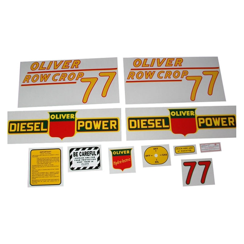 Decal Set for Oliver 77 Row Crop Diesel Mylar – Yellow Numbers