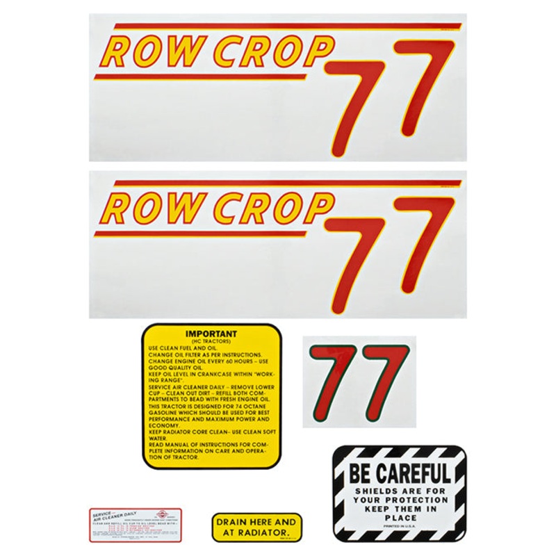 Decal Set for Oliver 77 Row Crop – Gas Mylar – Red Numbers