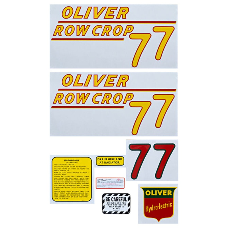 Decal Set for Oliver 77 Row Crop – Gas Mylar – Yellow Numbers