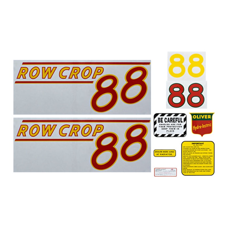 Decal Set for Oliver 88 Row Crop Gas Mylar – Red Numbers