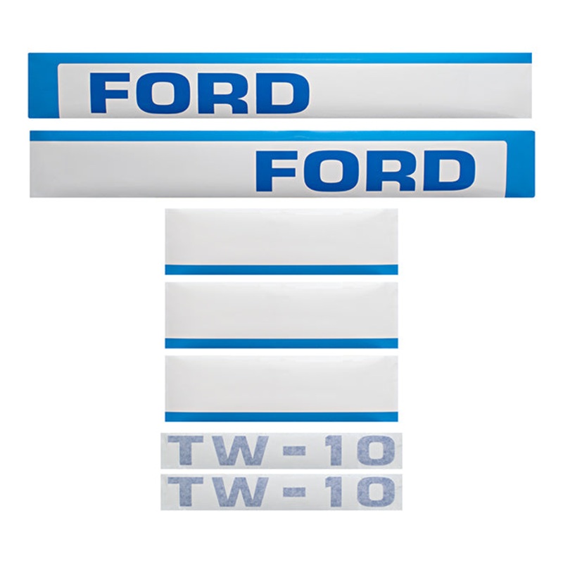 Decal Set for Ford TW10 Mylar – Blue & White – Hood Only