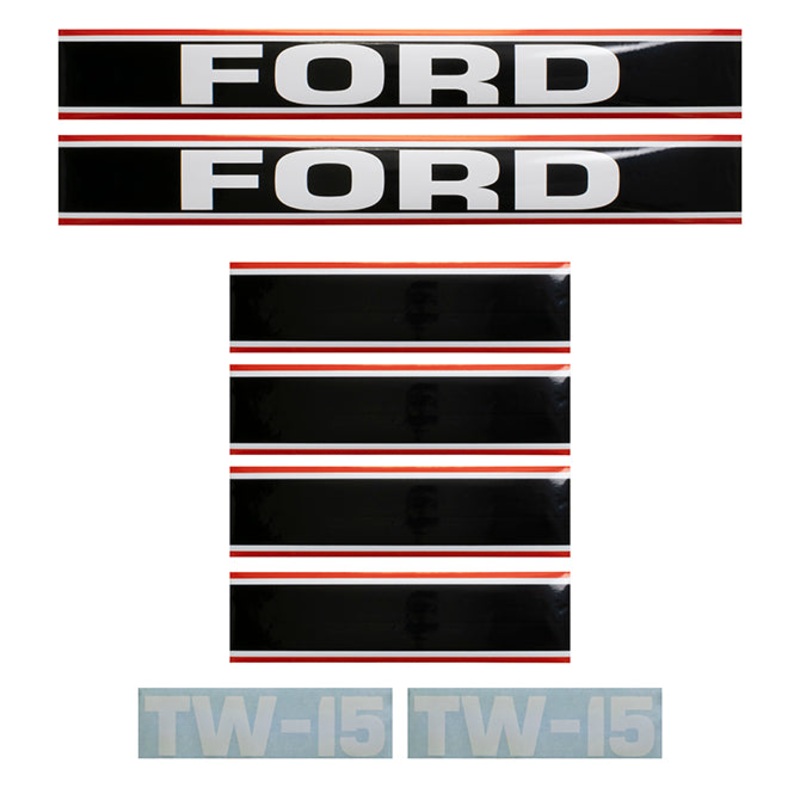 Decal Set for Ford TW15 Mylar – Black & Red – Hood Only