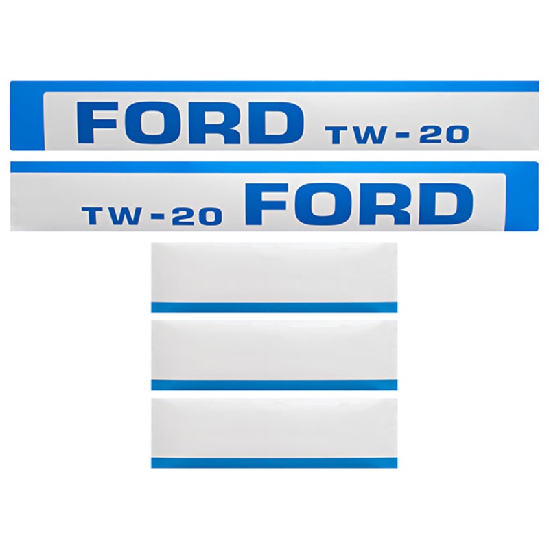 Decal Set for Ford TW20 Mylar – Blue & White – Hood Only