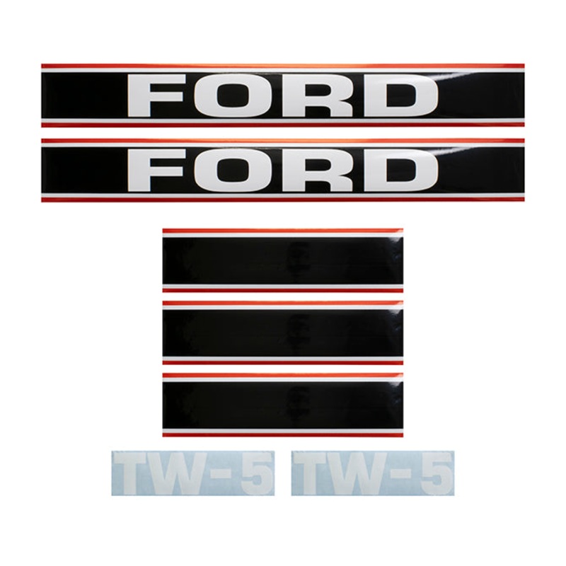 Decal Set for Ford TW5 Mylar – Black & Red – Hood Only