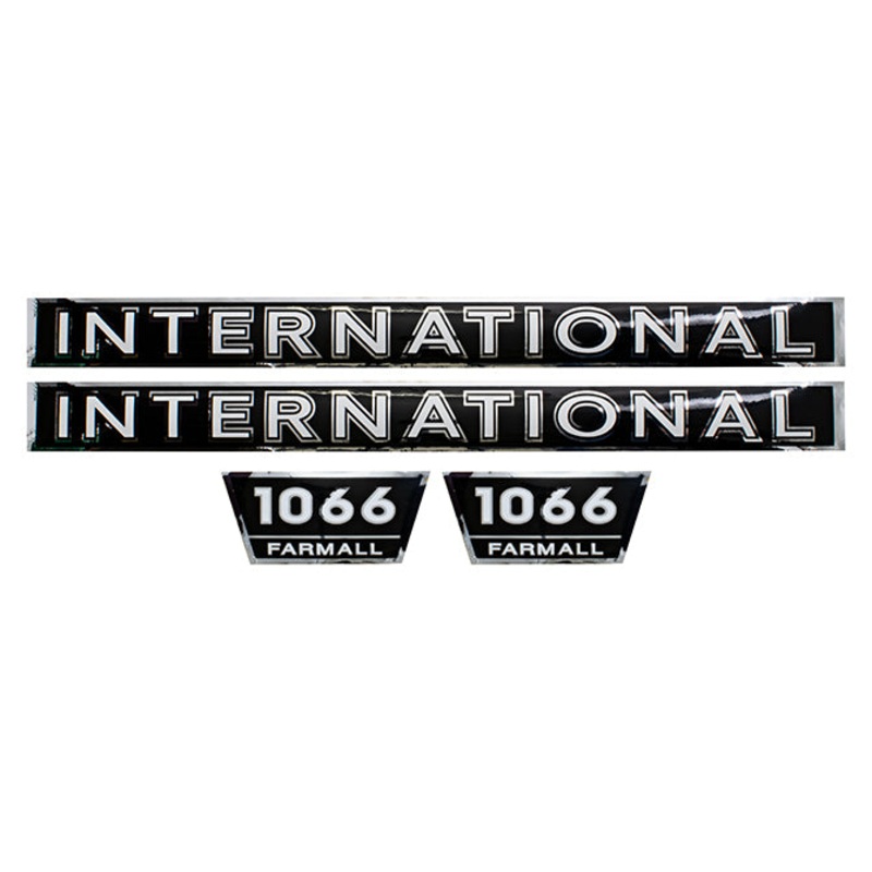 Decal Set for International / Farmall 1066 Mylar – Black & Chrome – Hood Only