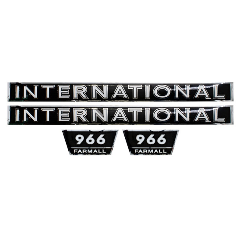 Decal Set for International / Farmall 966 Mylar – Black & Chrome – Hood Only