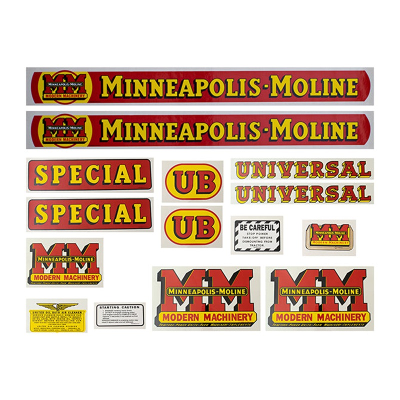 Decal Set for Minneapolis Moline UB Special Mylar
