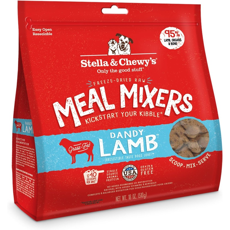 Stella & Chewy’s Dandy Lamb Meal Mixers Freeze-Dried Raw Dog Food Topper 18-oz bag
