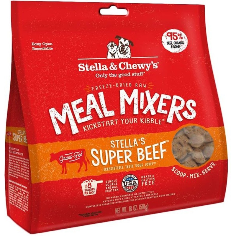 Stella & Chewy’s Freeze Dried Dog Food,Snacks Super Meal Mixers 18-Ounce Bag, Bundle Pack with Hotspot Pets Food Bowl (Super Beef)