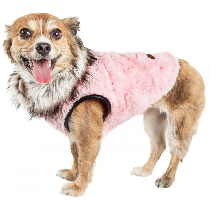 Pet Life Luxe Pinkachew Faux Mink Fur Dog Coat