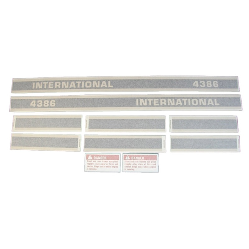Decal Set for International / Farmall 4386 Black Stripe Vinyl – Black Stripe – Hood & Cab Decals