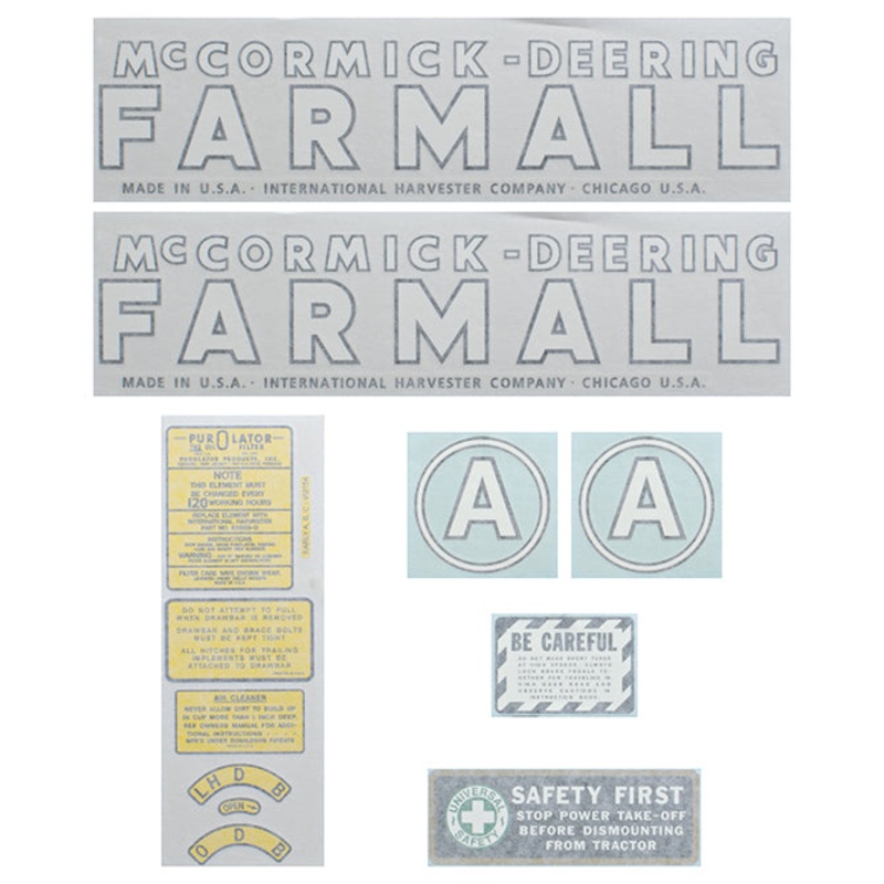 Decal Set for International / Farmall A 1939-1944 Vinyl