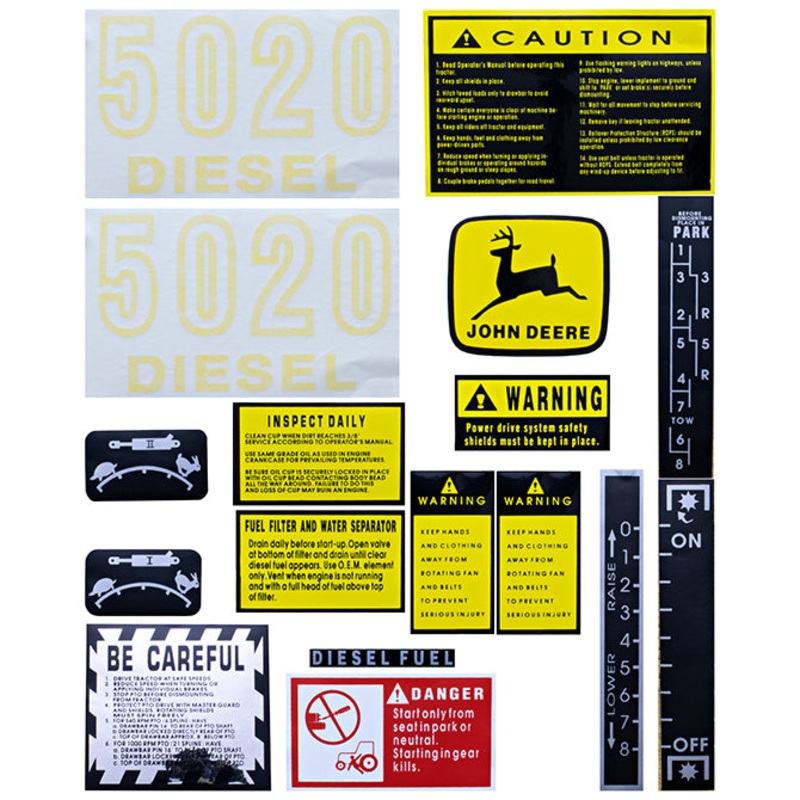 Decal Set for John Deere 5020 Mylar – Model Numbers are Vinyl