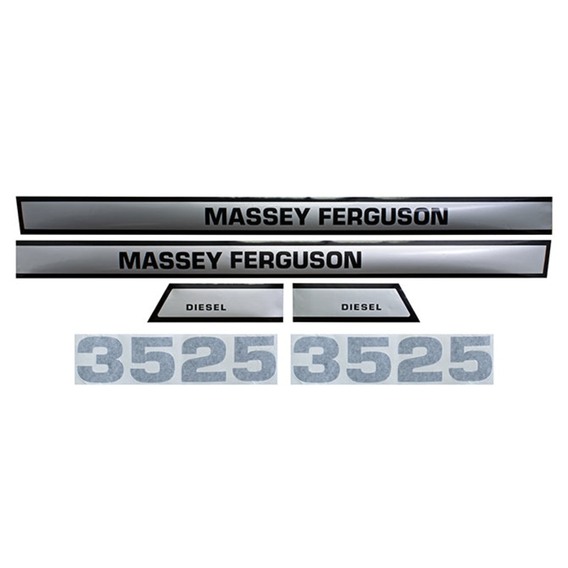 Decal Set for Massey Ferguson 3525 Mylar – Hood Only