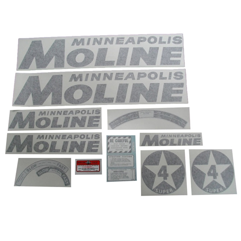 Decal Set for Minneapolis Moline Super 4 Star Black Vinyl – Black Letters