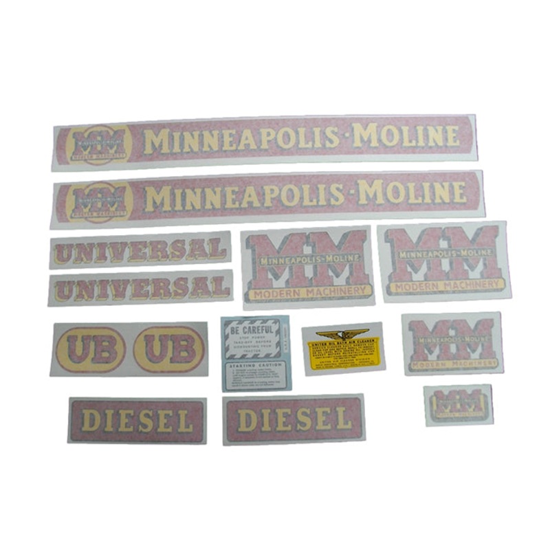 Decal Set for Minneapolis Moline UB Diesel Vinyl