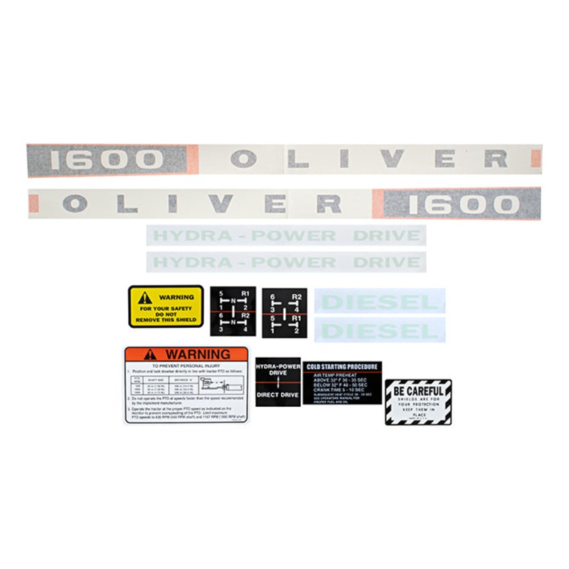 Decal Set for Oliver 1600 Diesel Vinyl
