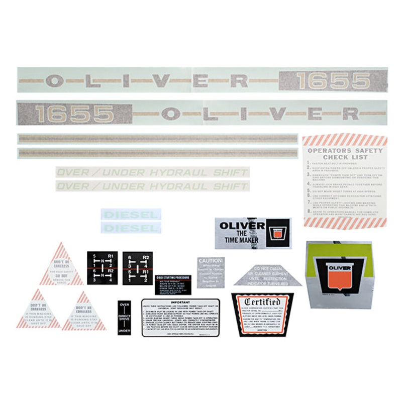 Decal Set for Oliver 1655 Diesel Vinyl