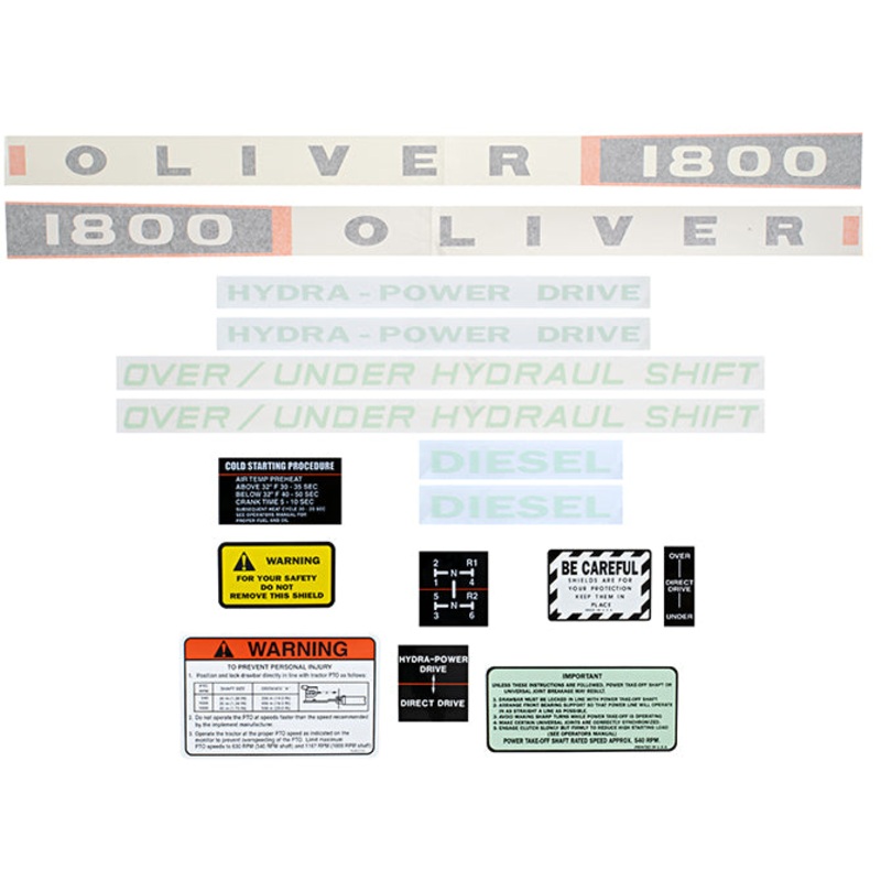 Decal Set for Oliver 1800 Diesel Vinyl