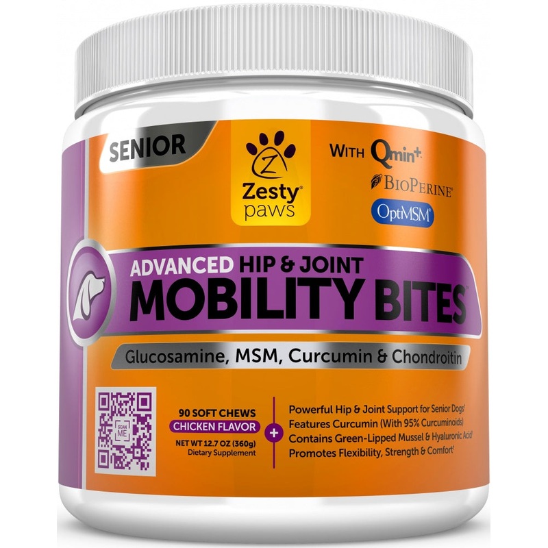 Zesty Paws Advanced Hip & Joint Mobility Bites Senior Recipe Chicken Soft Chews for Dogs