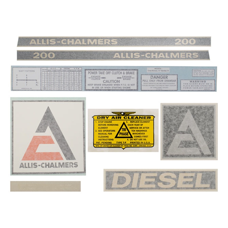 Decal Set for Allis Chalmers 200 Number 200 Vinyl