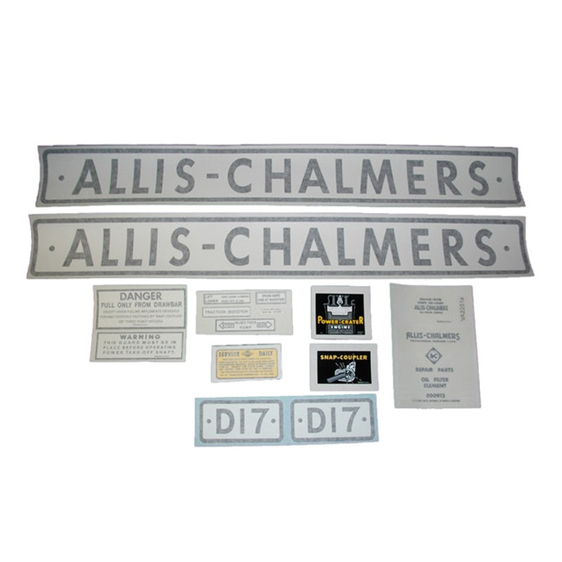 Decal Set for Allis Chalmers D17 Gas (1957-1960) Vinyl